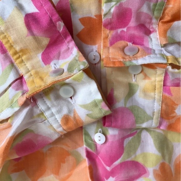 VTG Jennifer Eden Two Piece Top Skirt Ramie Watercolor Floral Print Women 10 - Picture 6 of 16